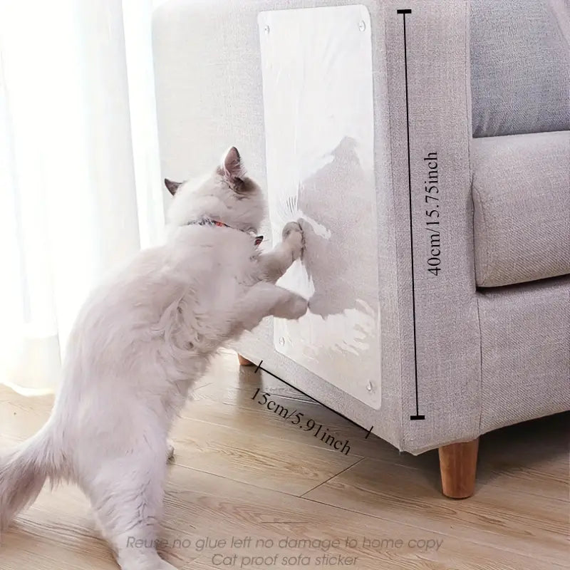 Protection anti-griffes autocollante pour meubles pour chats - Transparent