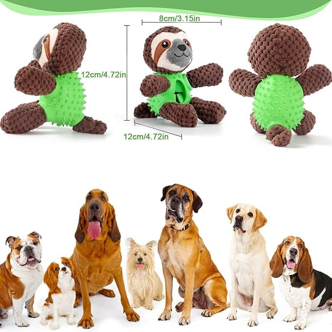 Peluche pour chien 3-en-1 avec jouet de nettoyage dentaire intégré et cachette à friandises.