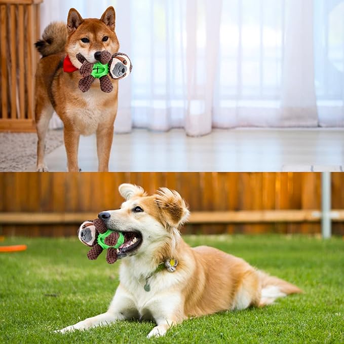 Peluche pour chien 3-en-1 avec jouet de nettoyage dentaire intégré et cachette à friandises.