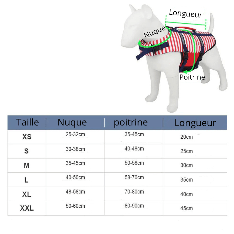 Gilet de sauvetage chien rayé Orange