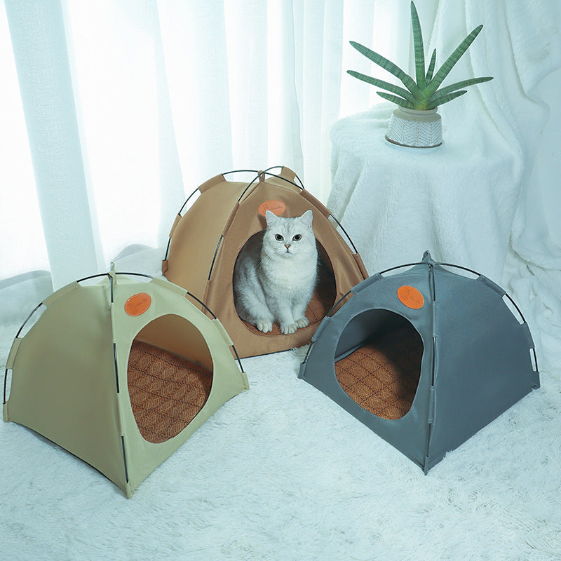 Tente Pour Chats Premium Avec Tapis En Rotin