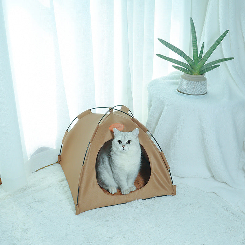 Tente Pour Chats Premium Avec Tapis En Rotin