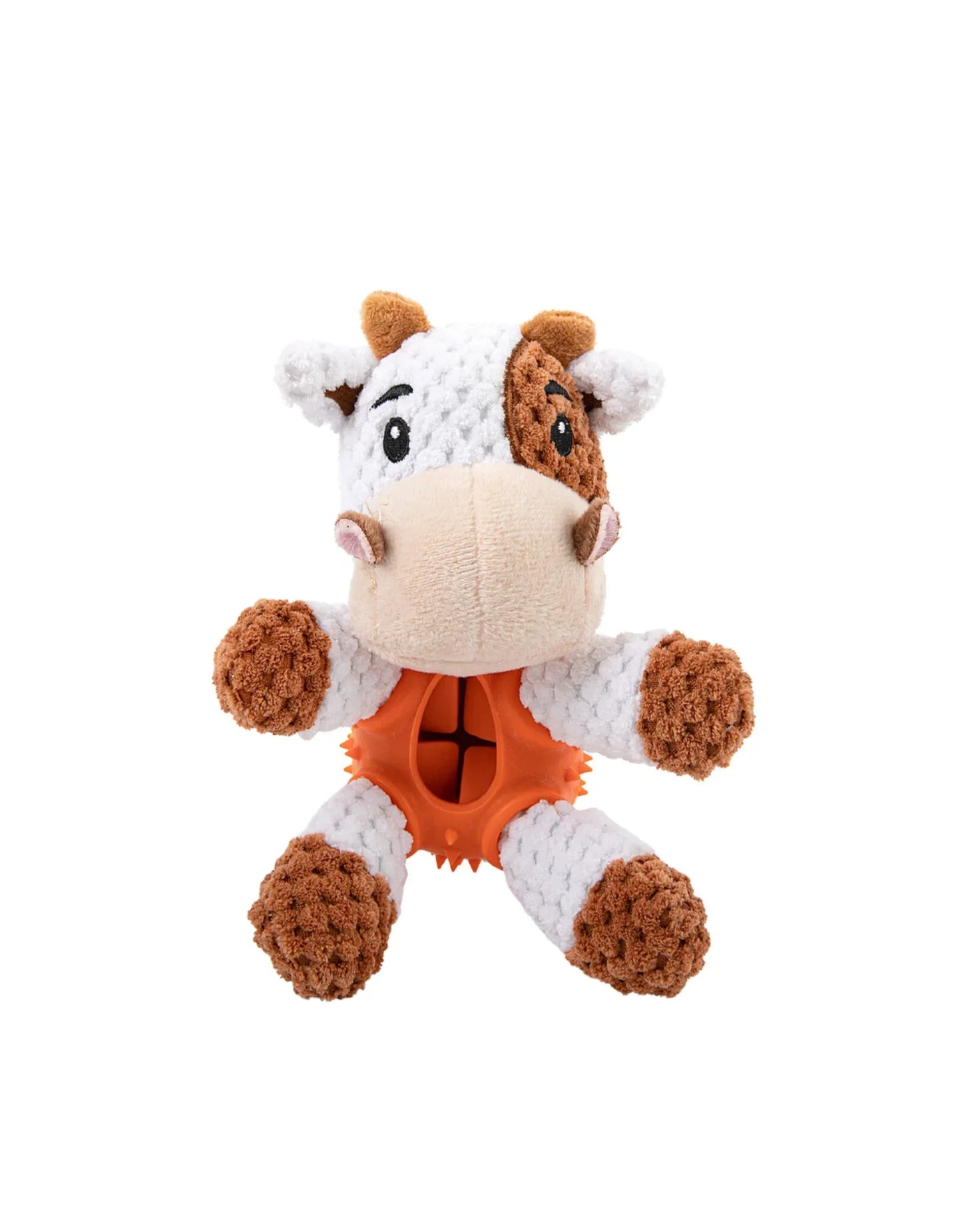 Peluche pour chien 3-en-1 avec jouet de nettoyage dentaire intégré et cachette à friandises.