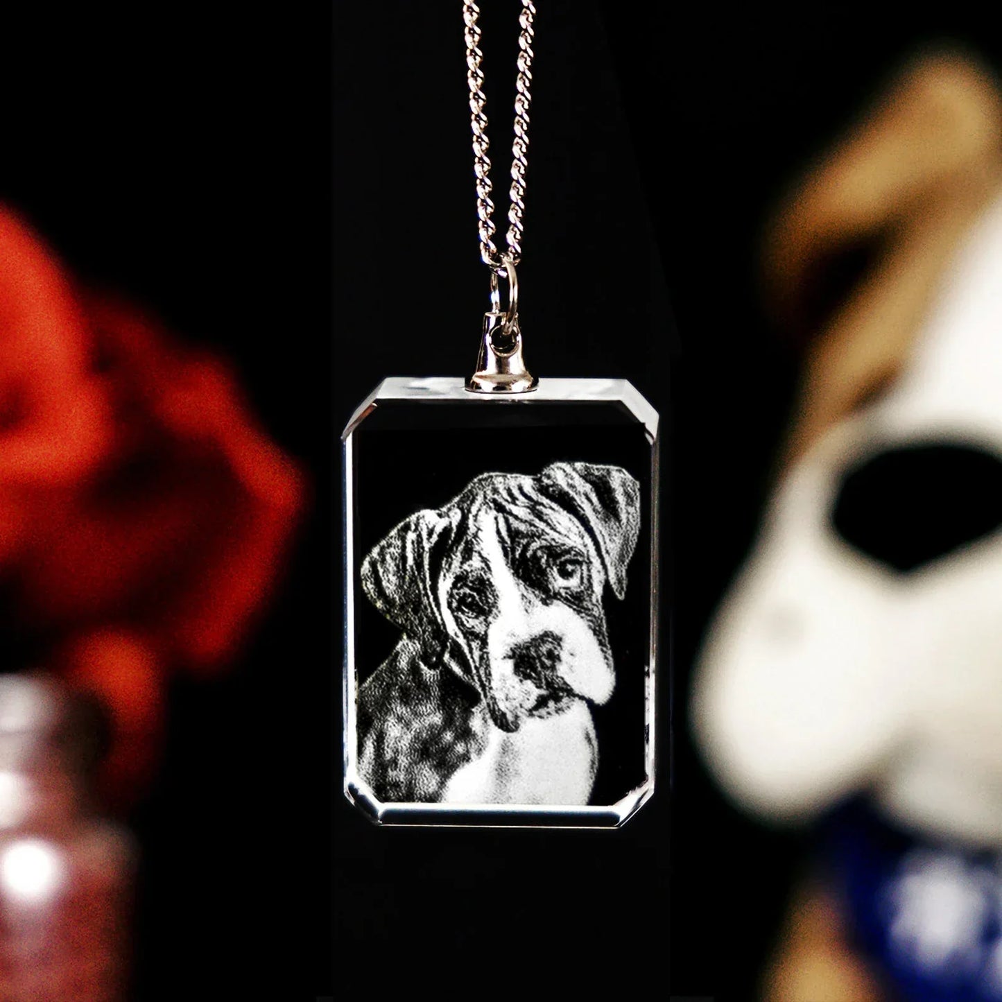Collier Photo Personnalisé 2D/3D En Cristal En Forme De Carré