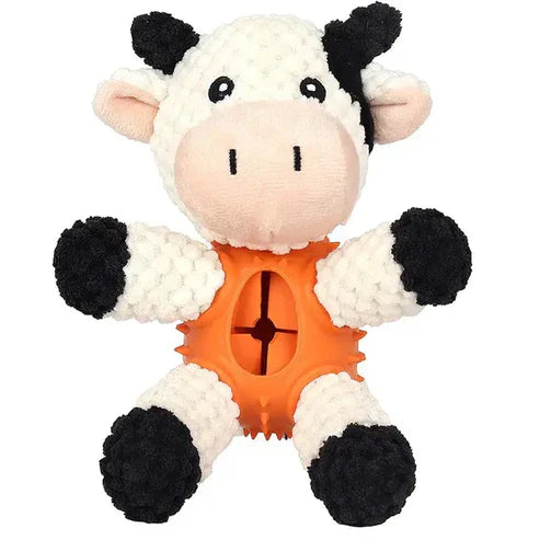 Peluche pour chien 3-en-1 avec jouet de nettoyage dentaire intégré et cachette à friandises.