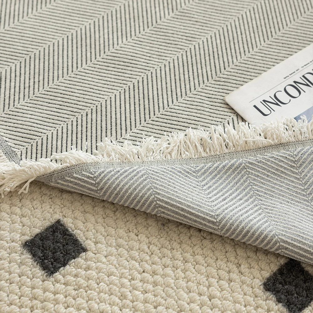 Élégant Jeté de Canapé en Chenille à Franges