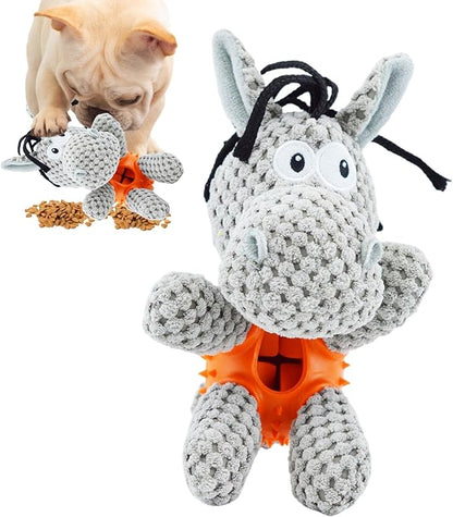 Peluche pour chien 3-en-1 avec jouet de nettoyage dentaire intégré et cachette à friandises.