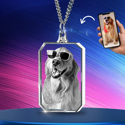 Collier Photo Personnalisé 2D/3D En Cristal En Forme De Carré