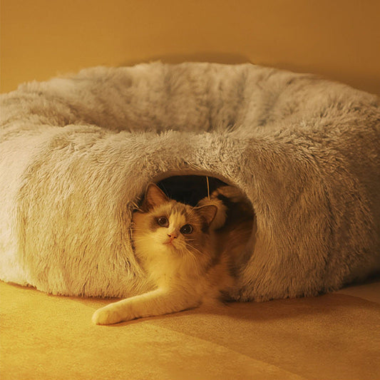 Tunnel en peluche pour chats Lit de jeu