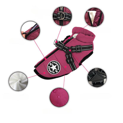 Veste pour Chien Coupe-vent et Imperméable avec Harnais Intégré Animaux Plus