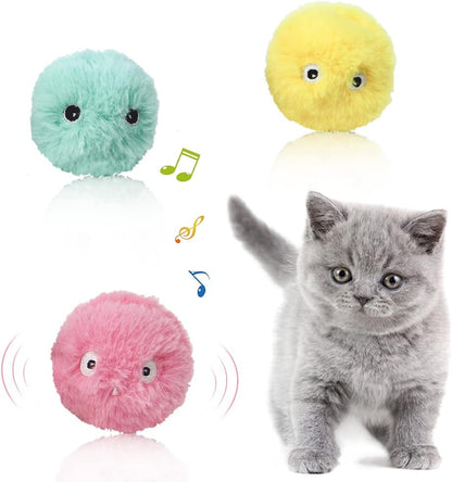 Balles De Jeu Interactives En Peluche Pour Chats Avec Bruits D'animaux (Pack De 3)
